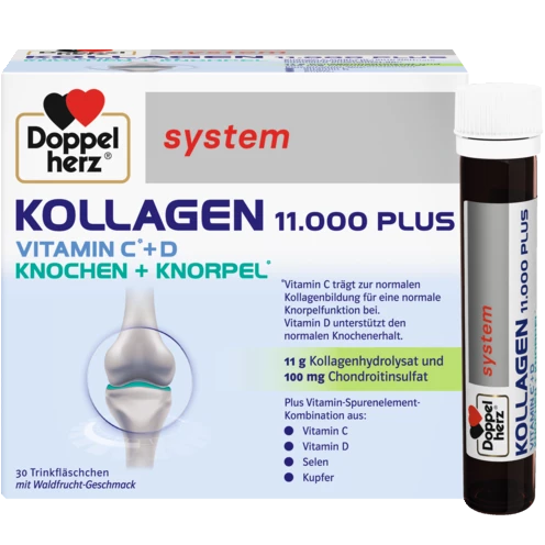 Abbildung der Produktverpackung Doppelherz system KOLLAGEN 11.000 PLUS Frontansicht